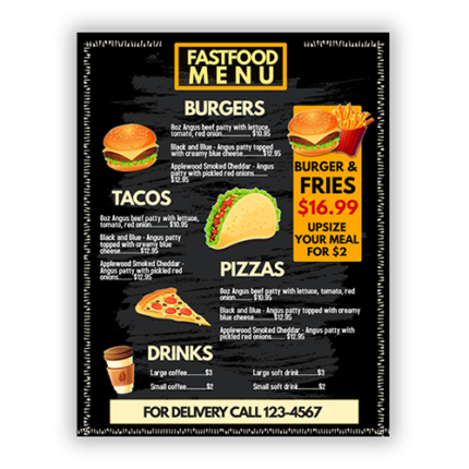 custom menu wholesale